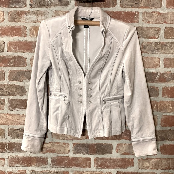 White House Black Market Jackets & Blazers - WHBM grey velvet blazer with piping and pleats